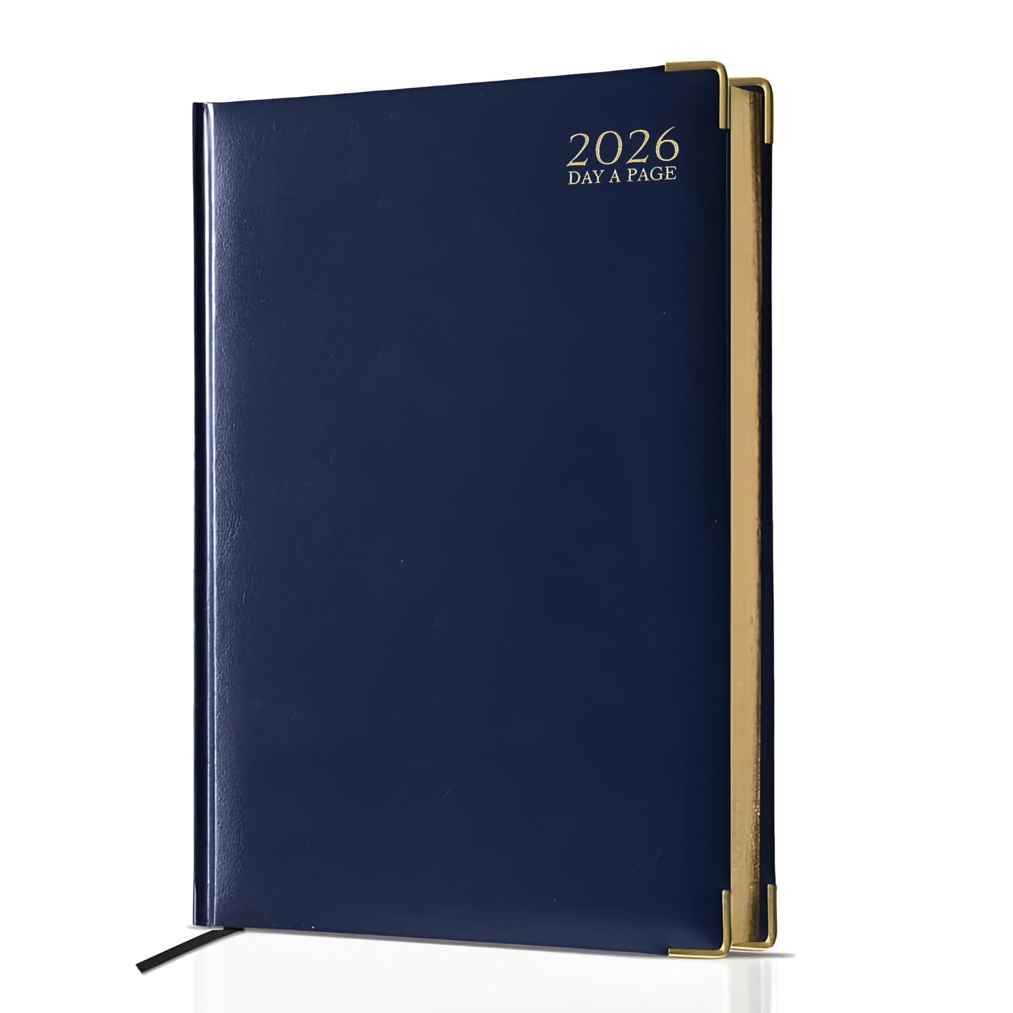 AIBULO 2026 A4 Diary – Day a Page | Blue Hardback Daily Planner | Large Academic & Office Organiser | UK Holidays | Global Info | Notes Pages | Scheduler for School, Work & Personal Use