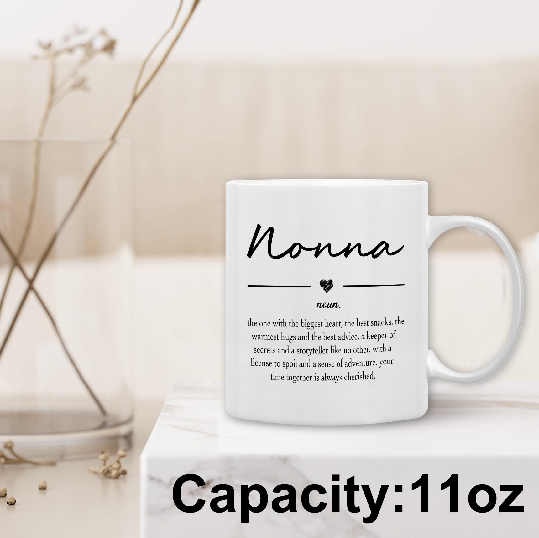 QASHWEY Nonna Gifts Coffee Mug, Gifts for Nonnas Grandma from Grandkids Grandchildren, Grandma Coffee Mug, Mothers Day Mugs Tea Cup Gift for GrandmaNonna, Nonna Definition CoffeeCup Ceramic 11oz