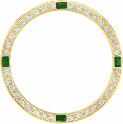 Ewatchparts Created Diamond Emerald Bezel Compatible With Mens 34mm Rolex Date Oyster Perpetual Gold