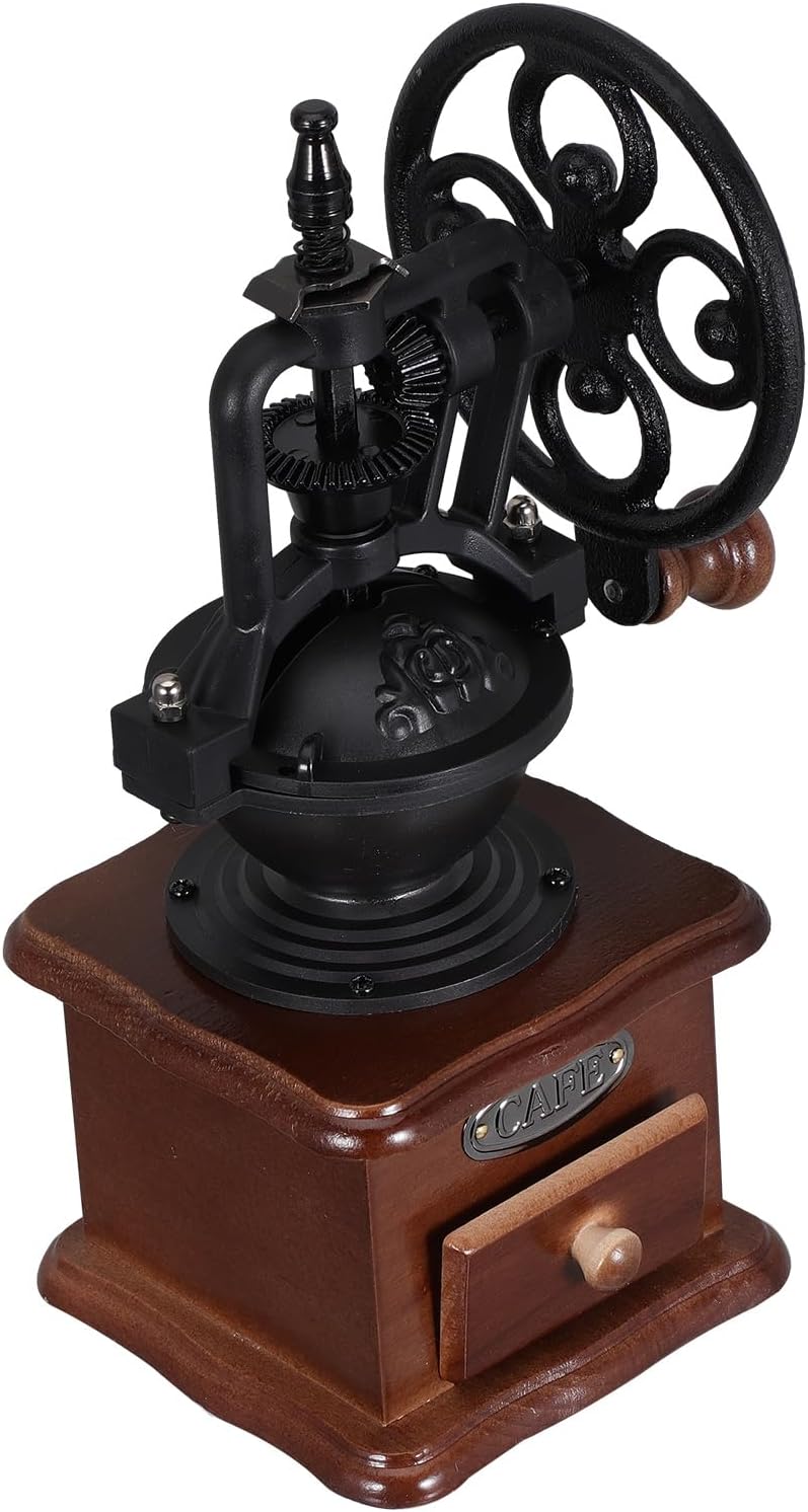 Uonlytech Manual Coffee Grinder Hand Crank Vintage Style Small Portable Coffee Bean Mill for Home and Travel Use with Adjustable Grinding Settings
