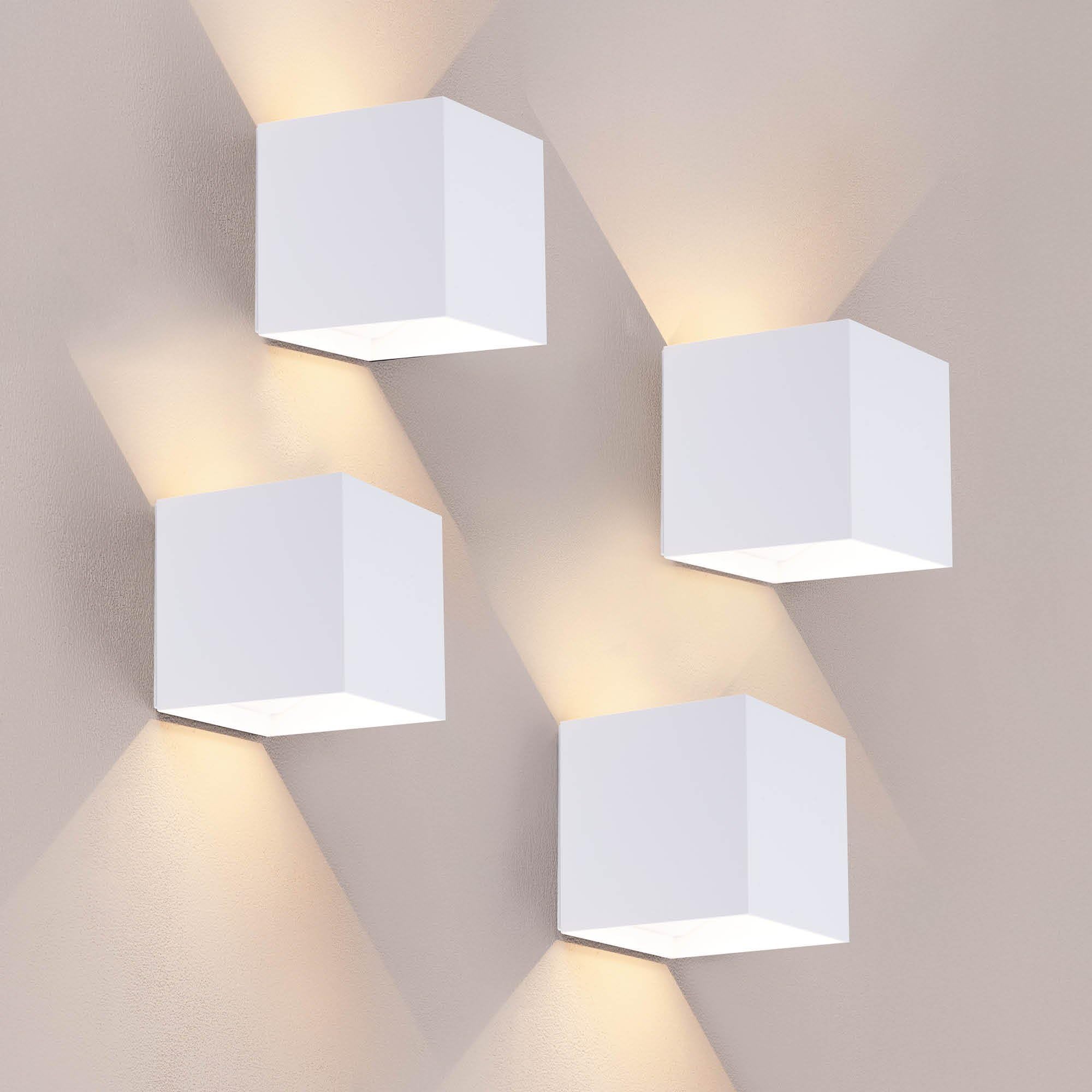 Ledvion 4er Set Wandlampe Innen/Aussen IP44 Warmweiß weiß sensor akku