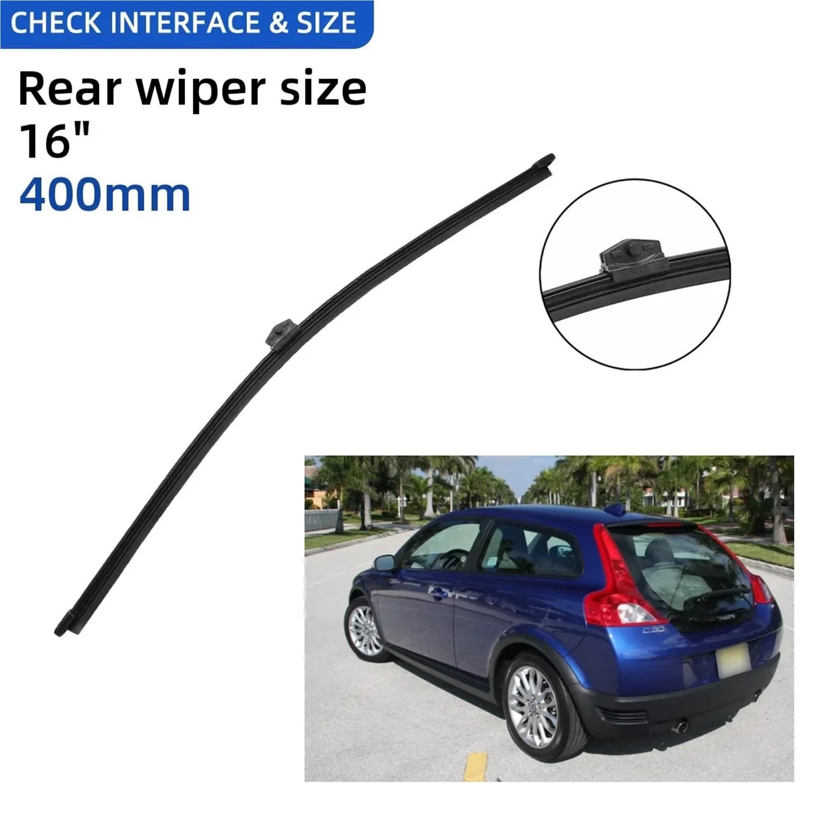 Delanteras Y Traseras Limpiaparabrisas Escobillas limpiaparabrisas delanteras y traseras de 26" + 20" + 16" compatibles con Volvo C30 (2006-2008), 3 unidades. Limpiaparabrisas Frontal