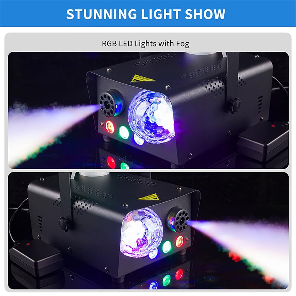 Macchina della Nebbia, Macchina del Fumo Automatica dello Spruzzo con 13 Effetti di Luce Colorati A LED, Telecomando Wireless per Halloween, Natale, Matrimonio, Festa, Uso Interno,18led
