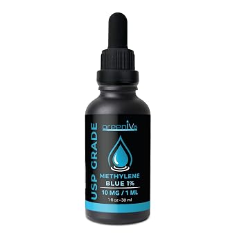 GreenIVe Methylene Blue USP Grade 1%, Black Glass Bottle, Third-Party Tested Made in the USA, Formaldehyde & Alcohol-Free, 10mg/1ml 30ml Bottle