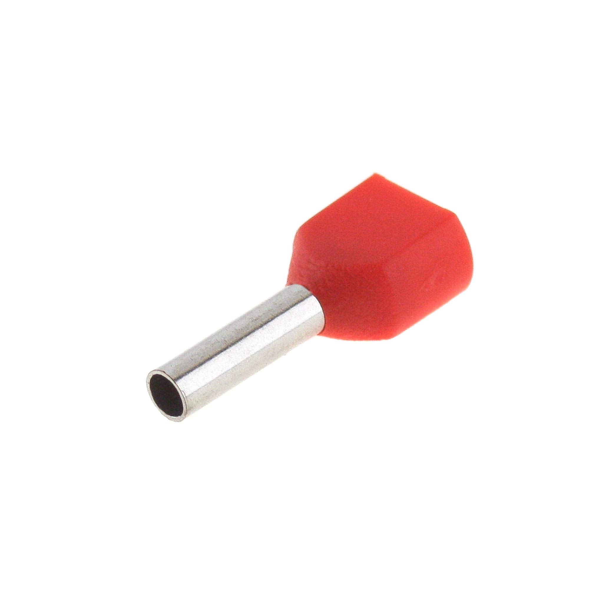 SeKi 14220 Twin Wire End Ferrules 2 x 1.0 mm² Red Pack of 100 Twin Wire End Ferrules 1.0 mm²