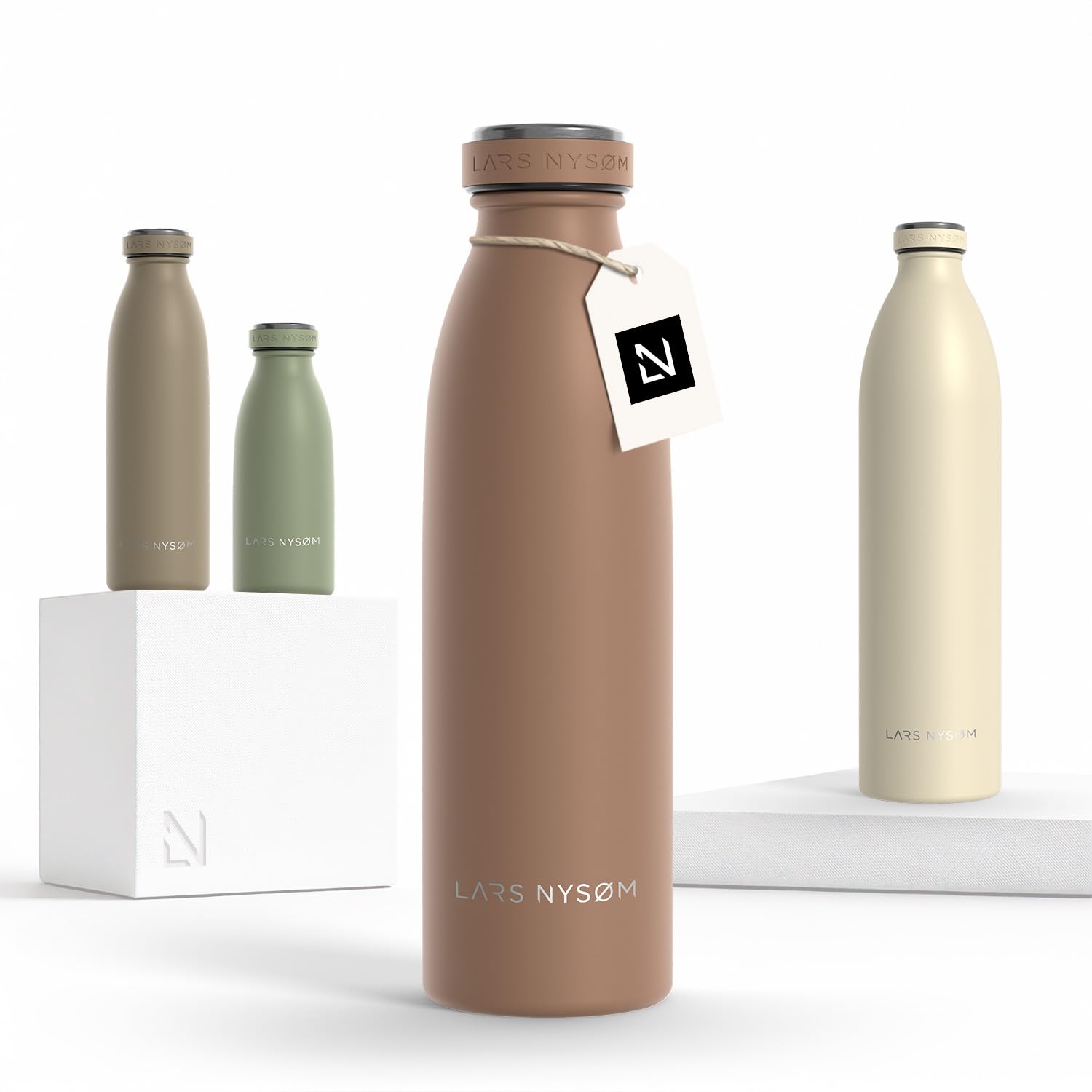 LARS NYSØM Stainless Steel Insulated Water Bottle 12oz 17oz 25oz 34oz 51oz | Insulated Thermo Flask for Hot and Cold Beverages | Leakproof Drinking