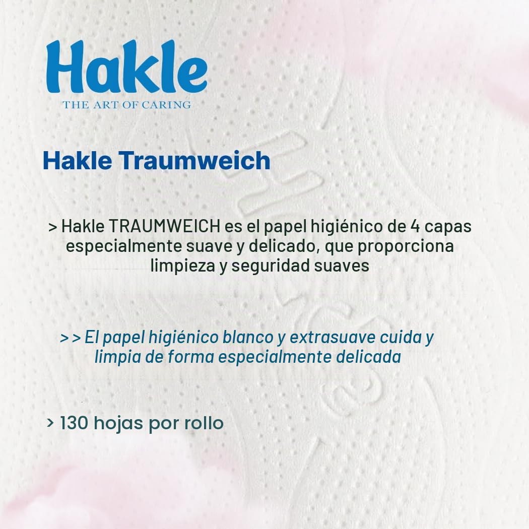Hakle Dreamsoft 72 rollos de papel higiénico de 4 capas | 130 hojas por rollo, limpieza suave para el bienestar