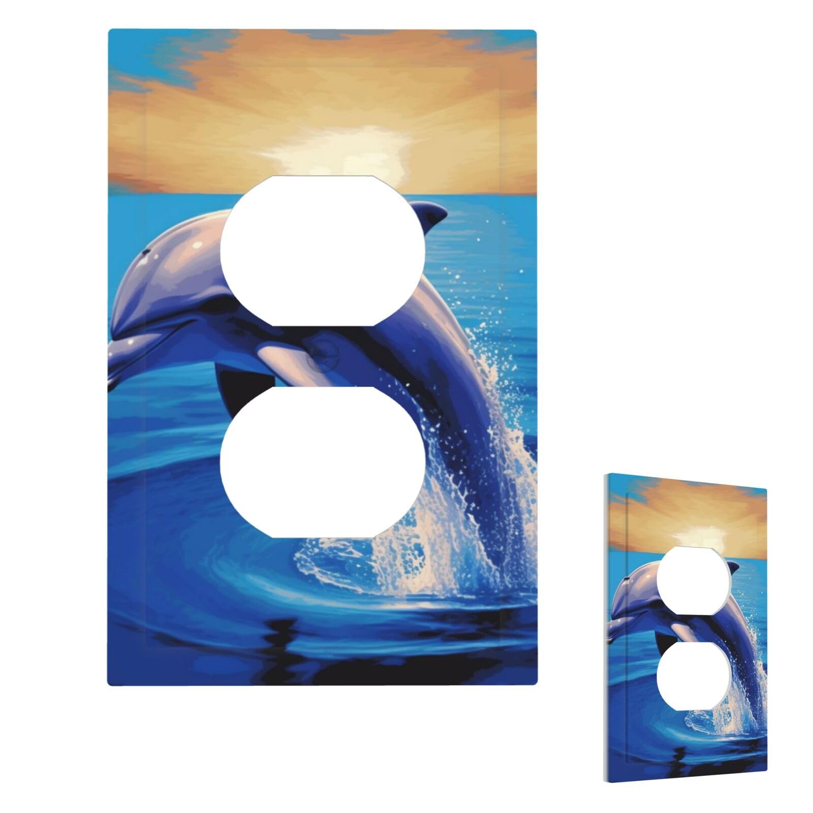 Elegant Dolphin Wall Plate Cover Modern Decorative 1 Gang Light Switch Cover Unbreakable Receptacle Outlet Covers For Living Room Bedroom Home Decor Duplex