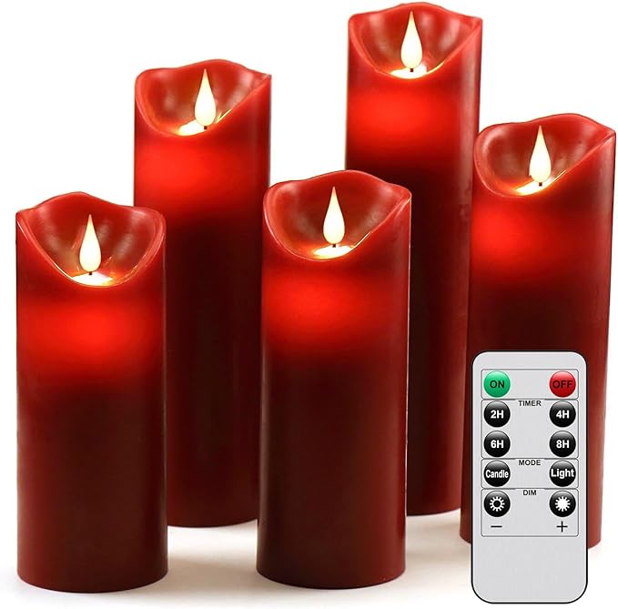 HANZIM LED Candles,Flameless Candles 5"6"7"8"9" Set of 5 Real Wax