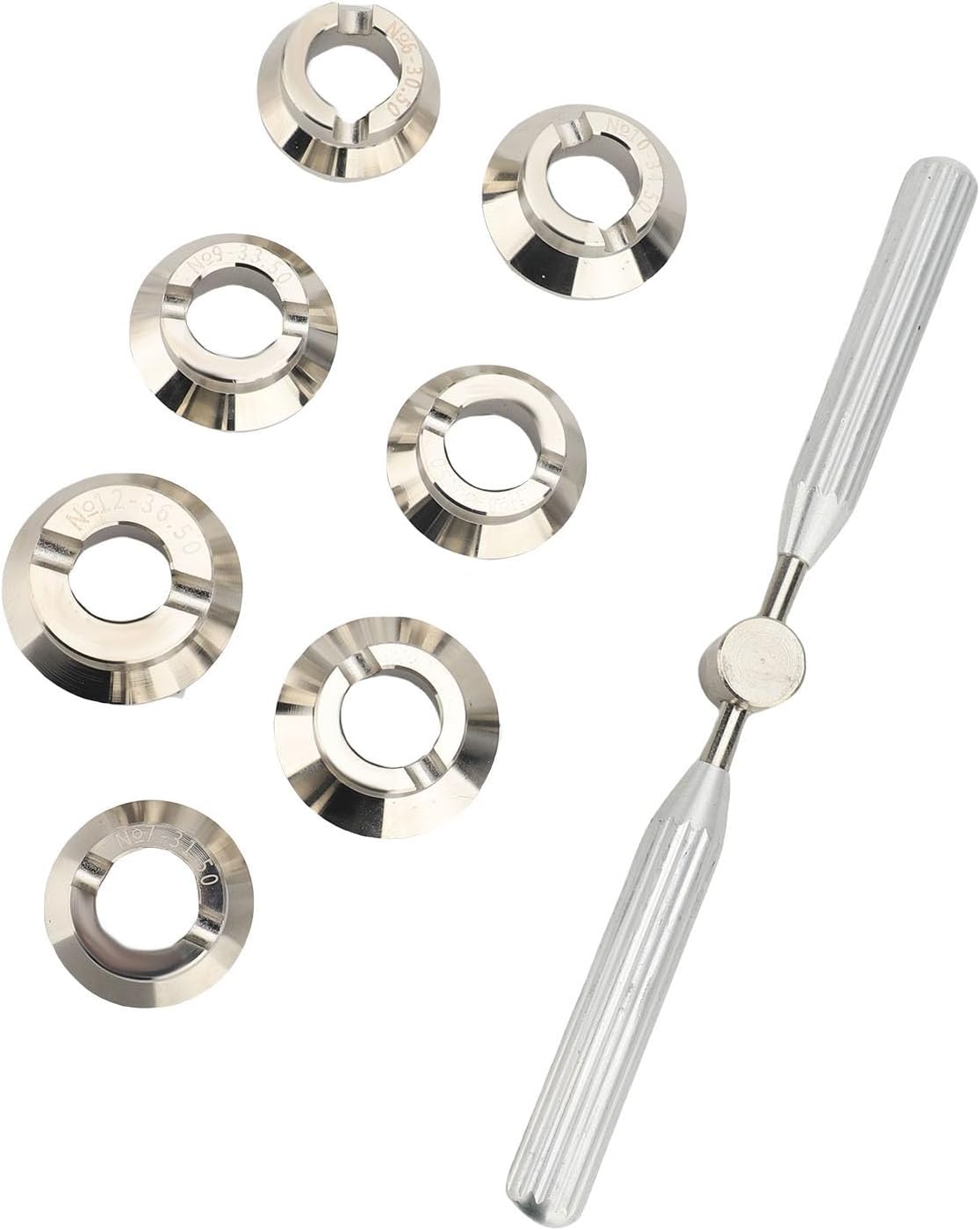 Watch Back Case Opener, 5539 Watch Back Cover Opener with 7 Dies 30.50mm to 36.50mm for Watchmakers