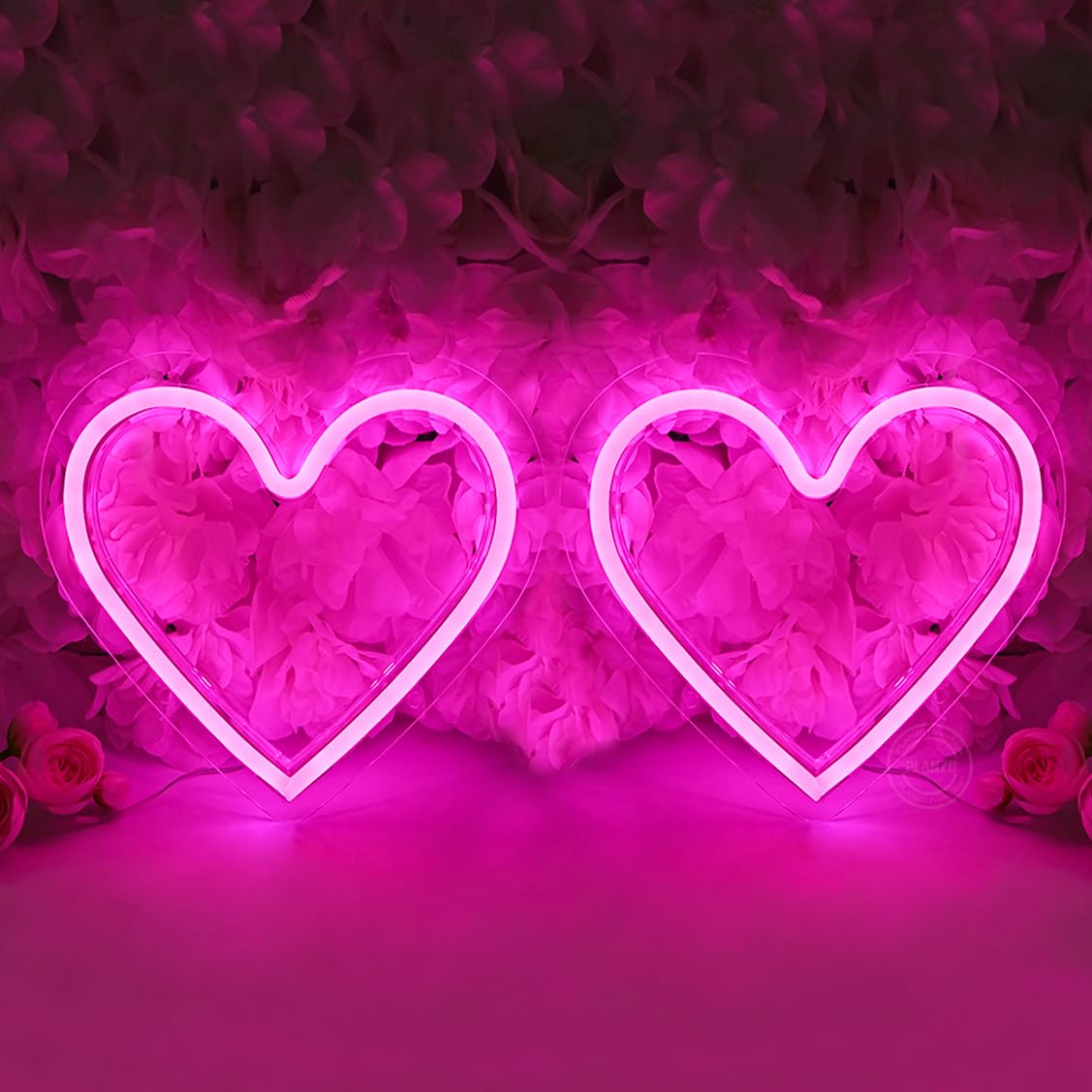 Planzo Neonowy znak LED z różowym sercem, zasilanie bateryjne lub zasilane przez USB, na ślub, walentynki, imprezę, do pubu, znak miłości, prezent urodzinowy, dom, różowy, pokój dziewczęcy, sypialnia