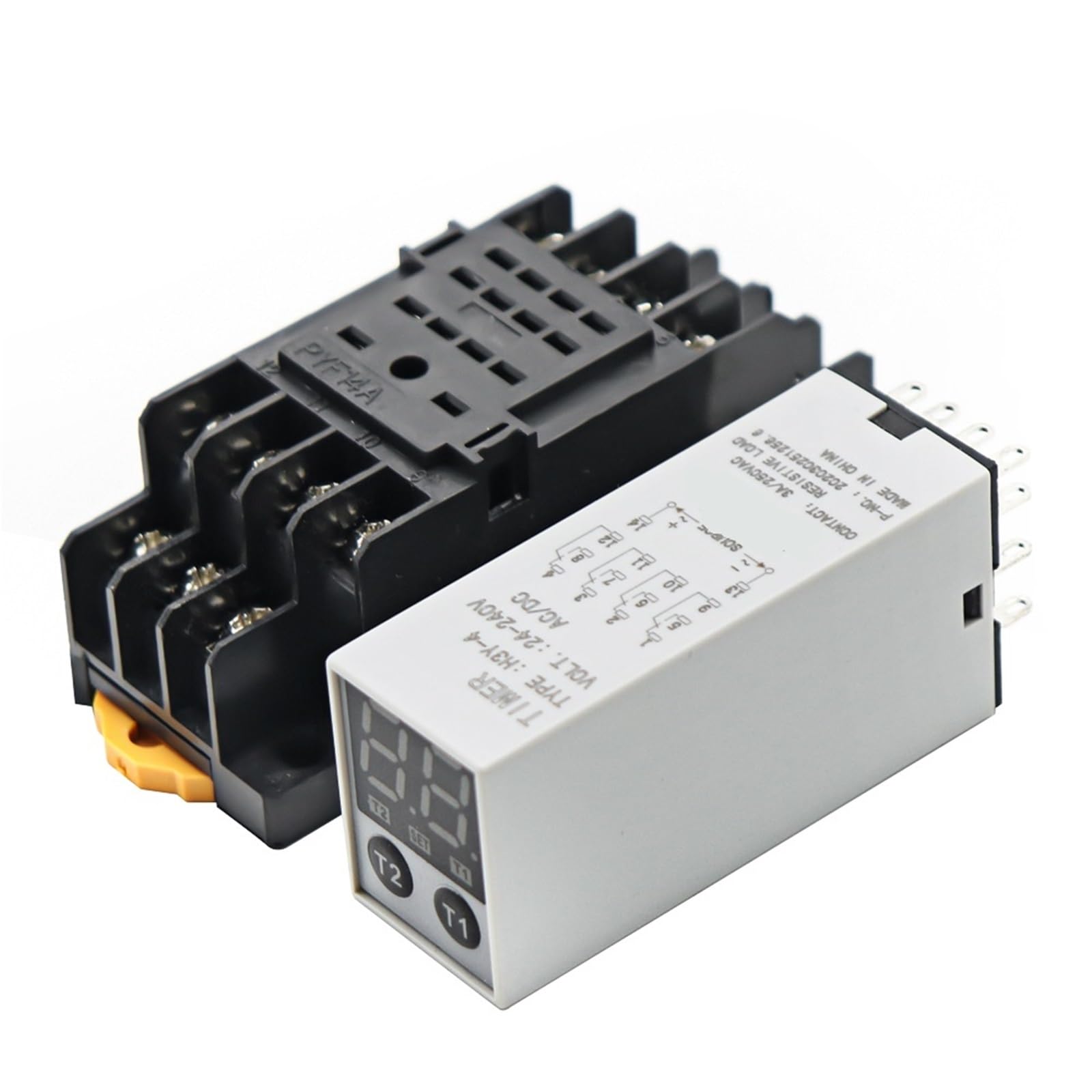 Relè temporizzato Digitale 0,1S-990H Ritardo accensione Ritardo Ciclo spegnimento Multimodale 12V 24V AC 220V con Base Presa 4NO4NC Ritardo ciclico(MG2T-4E2)