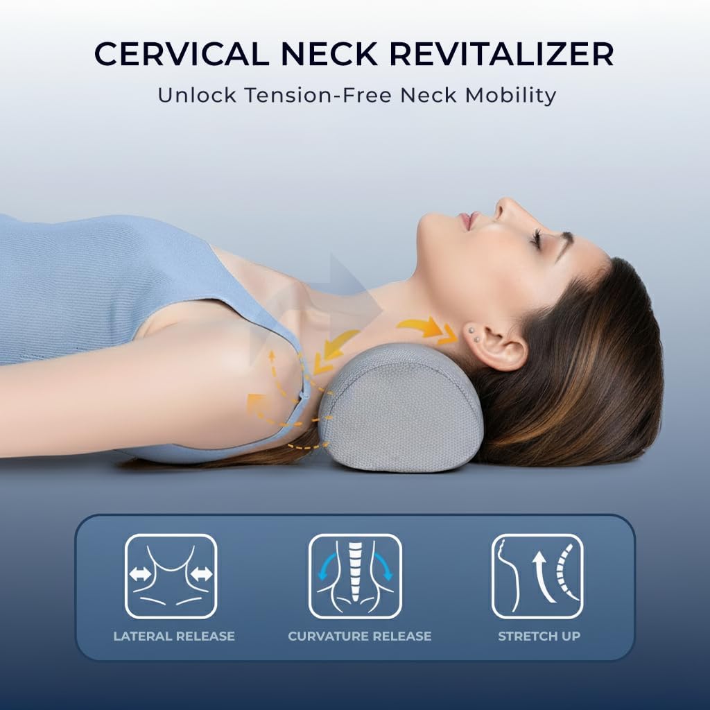 Cervical Neck Roll Traction Pillow | Neck Shoulder Muscle Relaxer | Cervical Spine Alignment & Tension Relief | No More Neck Pain | Breathable Pillowcase, Memory Foam, Odorless, Small - Image 6