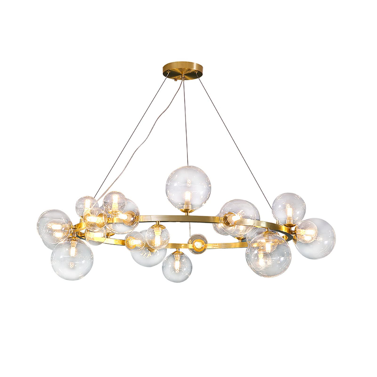 CZYLJLK Creative All Copper Molecular,for Living Room Dining Bedroom,G9 Nordic Glass Magic Bean,Modern Simple Bubble Ball -Copper and