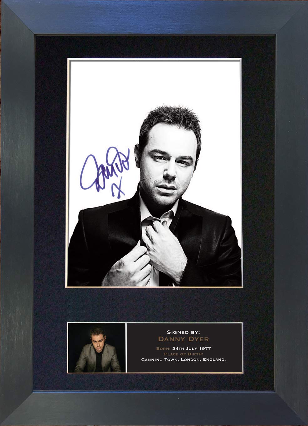 The Autograph Collector Gold,Black Danny Dyer Signed Autograph Mounted Photo Reproduction Print A4 Very Rare (297 X 210Mm) #417 (Black Frame)