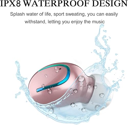 Miniatura 6 de Mini auriculares inalámbricos, auriculares Bluetooth en el oído con estuche de carga, IPX7 impermeable inalámbrico Mini TWS Mic Hi-Fi estéreo