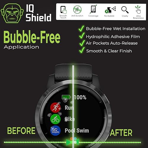 Miniatura 3 de IQShield Paquete de 6 protectores de pantalla para Garmin Vivoactive 4 (1.732 pulgadas) LiquidSkin fácil de instalar, ultra fino, resistente a las