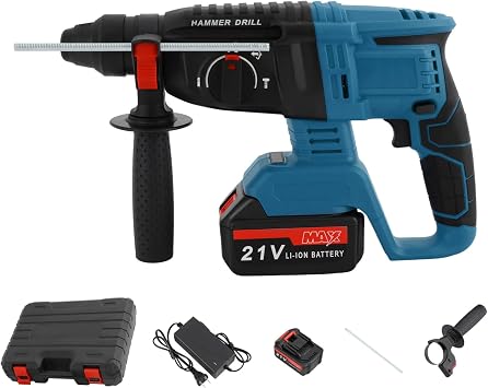 PERFERATE 26mm/1" Brushless Rotary Hammer Drill 21V Cordless Hammer Drill with Safety Clutch, 2.0J 4 Functions, Hammer, Drill, Chiseling 3 in 1 Power Tool for Wood, Concrete, Metal Blue