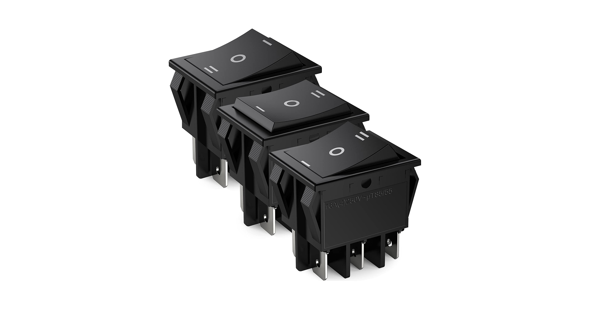 ☆クック☆ ZUC 5Pcs AC 250V/16A,125V/20A Black ON/Off/ON DPDT 6 Pin 3