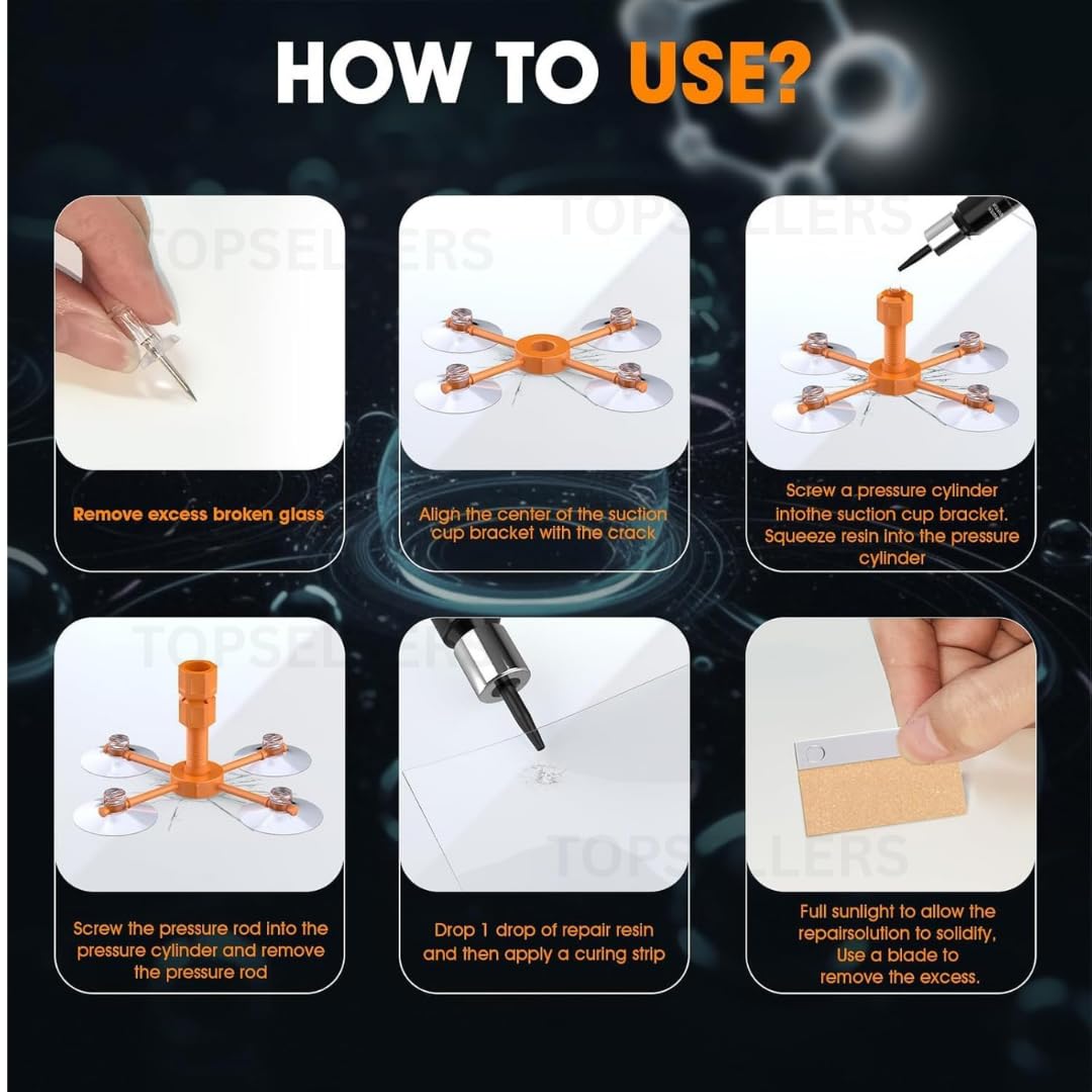 Upgraded Windshield Repair Kit (2025 Edition) – Fix Chips, Cracks, Bulls-Eye, Star & Nicks | Easy DIY Car Glass Repair Tool Set for Auto Windshield Polishing | Pack of 1 - Image 4 thumbnail