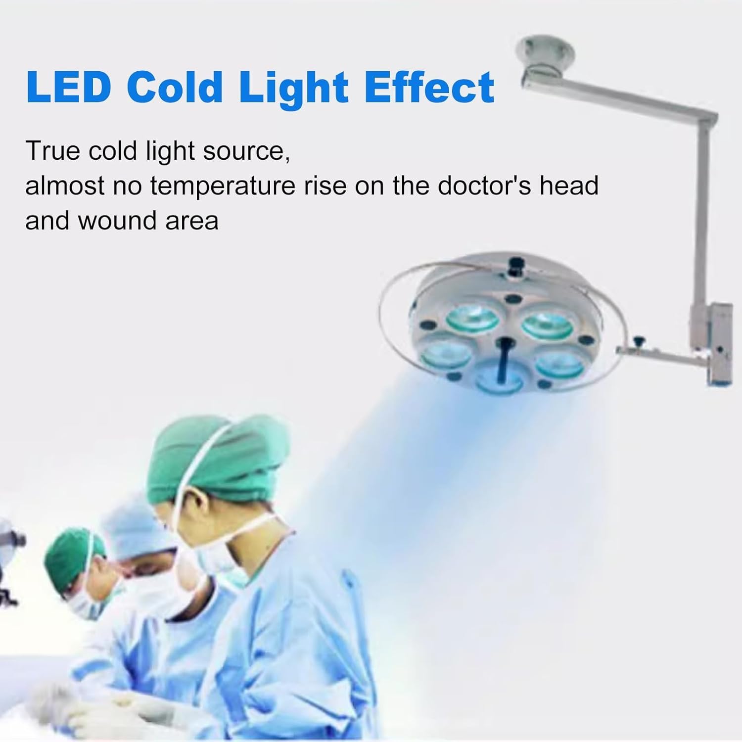 Lampada da Visita Medica A Soffitto A 5 Fori, Luce per Visita Senza Ombre, Dimmerazione Continua con Testa Girevole per Odontoiatria, Ginecologia, Chirurgia Otorinolaringoiatrica E Veterina