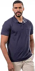 Polo Masculina Bolso Manga Curta Piquet Algodão Conforto Estilo Casual Resistente