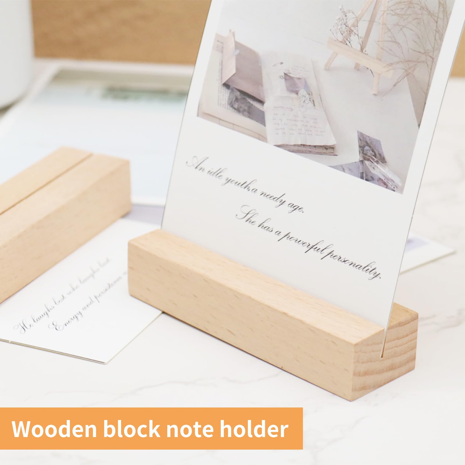 Makloee 10 PCS Wood Card Holders, Place Card Holder, Wooden Table Number Stands Picture Holder Photo Holders - Image 3