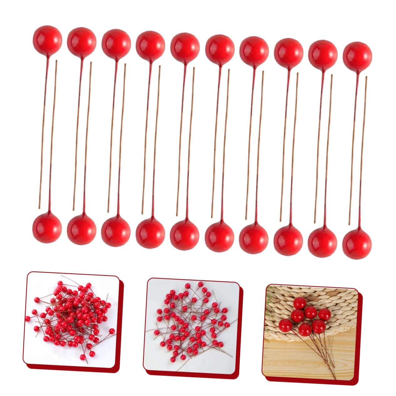 900 Stück Künstliche Beeren Weihnachtsgirlande Dekoration Künstlicher Weihnachtsbaum Künstliche Stechpalmenbeeren Künstlicher Beerenstiel Künstlicher Roter Beerenstiel PRETYZOOM
