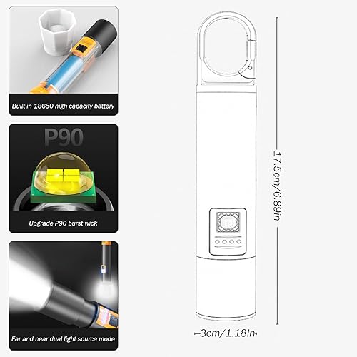 Miniatura 2 de Antorchas estándar, linterna S18 con zoom de 3 modos, linternas LED superbrillantes colgantes recargables para banco de energía, linternas potentes