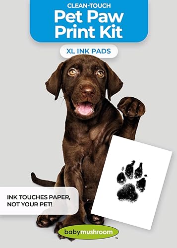 Miniatura 8 de BabyMushroom - Kit de impresión de huellas de mascotas sin tinta XL, almohadillas de tinta de tacto limpio para perros grandes, marcos de recuerdo +