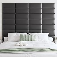 Vista 13 de IFNOW Cabecera tapizada para montar en la pared, paneles de pared 3D insonorizados para despegar y pegar, cabecero copetudo reutilizable y extraíble