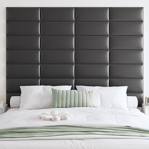 Miniatura 11 de IFNOW Cabecera tapizada para montar en la pared, paneles de pared 3D insonorizados para despegar y pegar para tamaño Queen, cabecero de cama