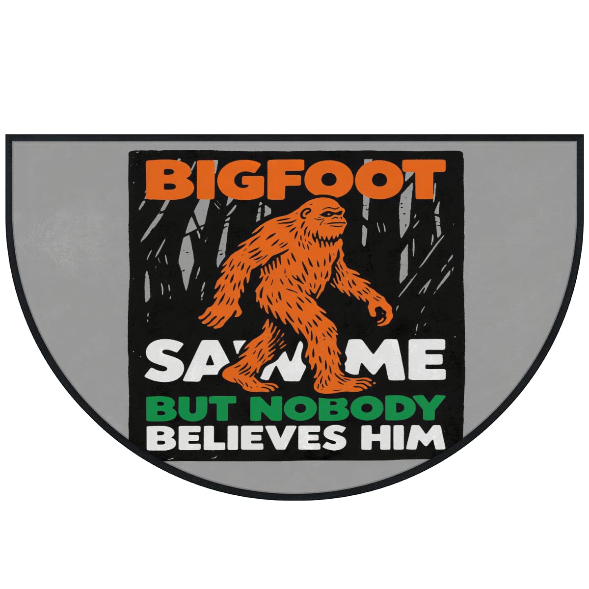 Bigfoot Sasquatch Saw Me große halbrunde Fußmatte – rutschfest, saugfähig, halbrund, Eingangsbereich, niedlich, weich, halbrund, waschbar, Teppich für Küche, Badezimmer, Schlafzimmer, 160 x