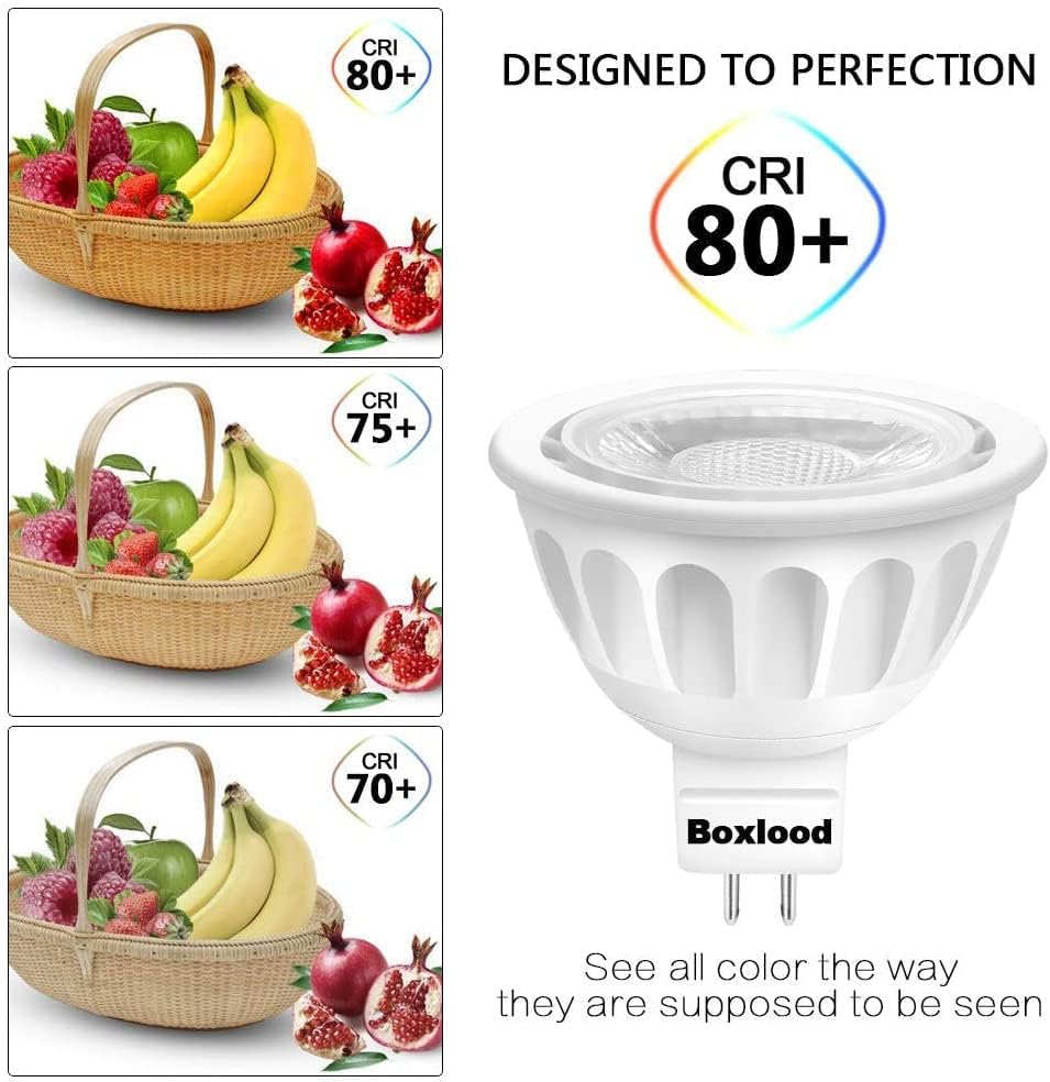 Boxlood 10 Pack MR16 LED Bulbs, 6000K Cool White Light Color, 40 Degree Beam Angle, AC/DC 12V, 5W 500lm 50W Halogen Bulb Equivalent - Image 4