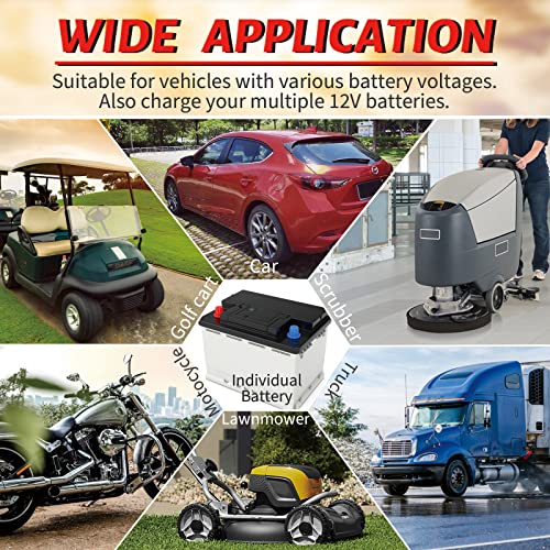 Image of C15 Multiple Voltage Battery Charger 6V 8V 12V 24V Lead-Acid LiFePO4 Lithium Batteries, 15 A Automotive Car Battery Charger and Desulfator for Golf Cart Motorcycle Truck Lawn Mower
