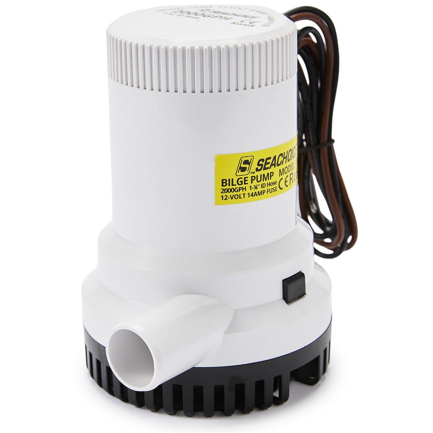 Seachoice 12V Heavy-Duty Bilge Pump, 2000 Gph, 1-1/8-Inch Outlet, 50-19303