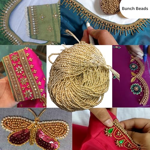 Image of (2mm1Bunch, 3mm 1Bunch, 4mm 1Bunch) Aari Gold Bunch Beads for Embroidery Work, Jewellery Making, Arts and Crafts Kids DIY Making (1, 2mm,3mm,4mm)