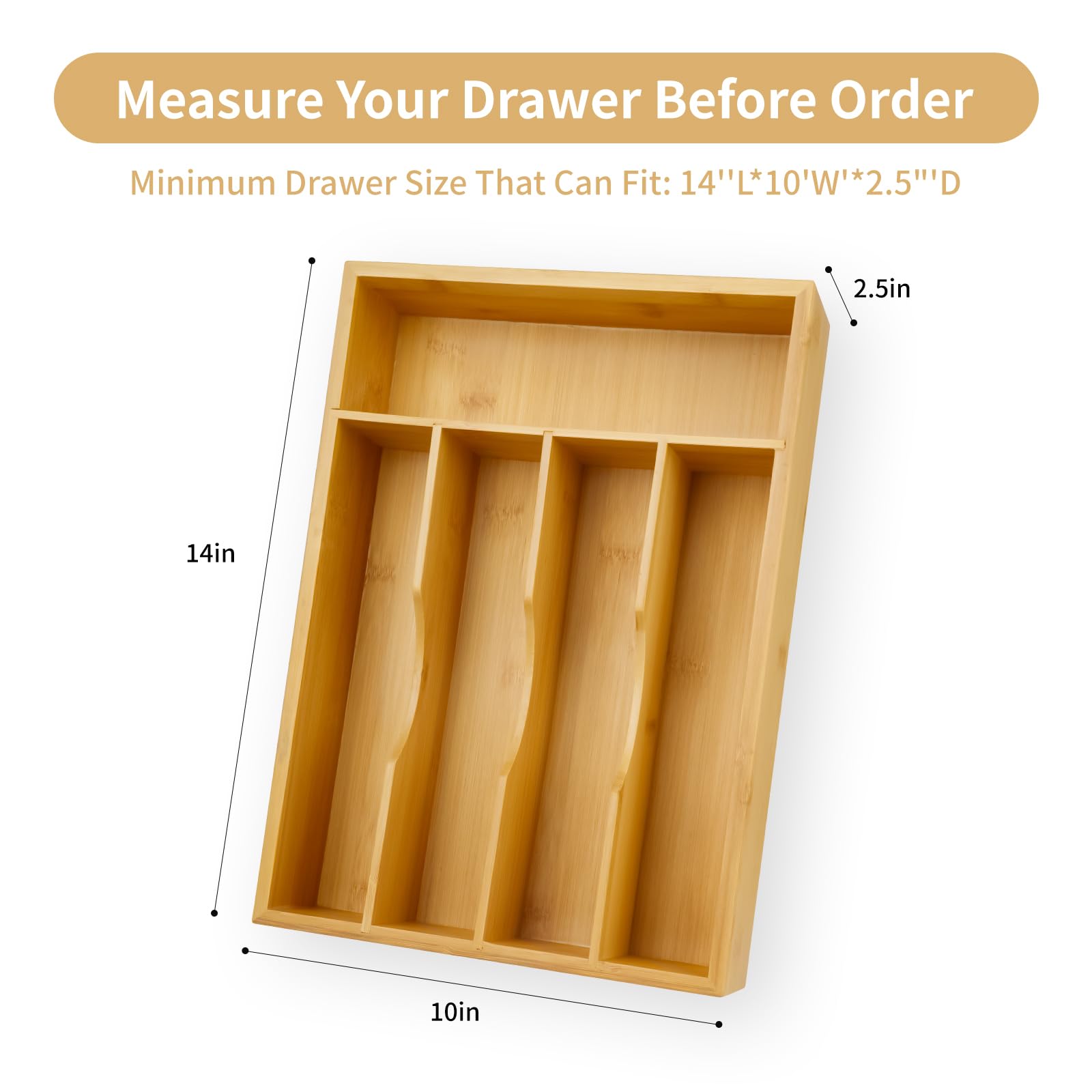 lBamboo - Organizador de cubiertos para cajón, organizador de utensilios, soporte para cubiertos y bandeja de utensilios con separadores de cajones para cubiertos de cocina Orgazier