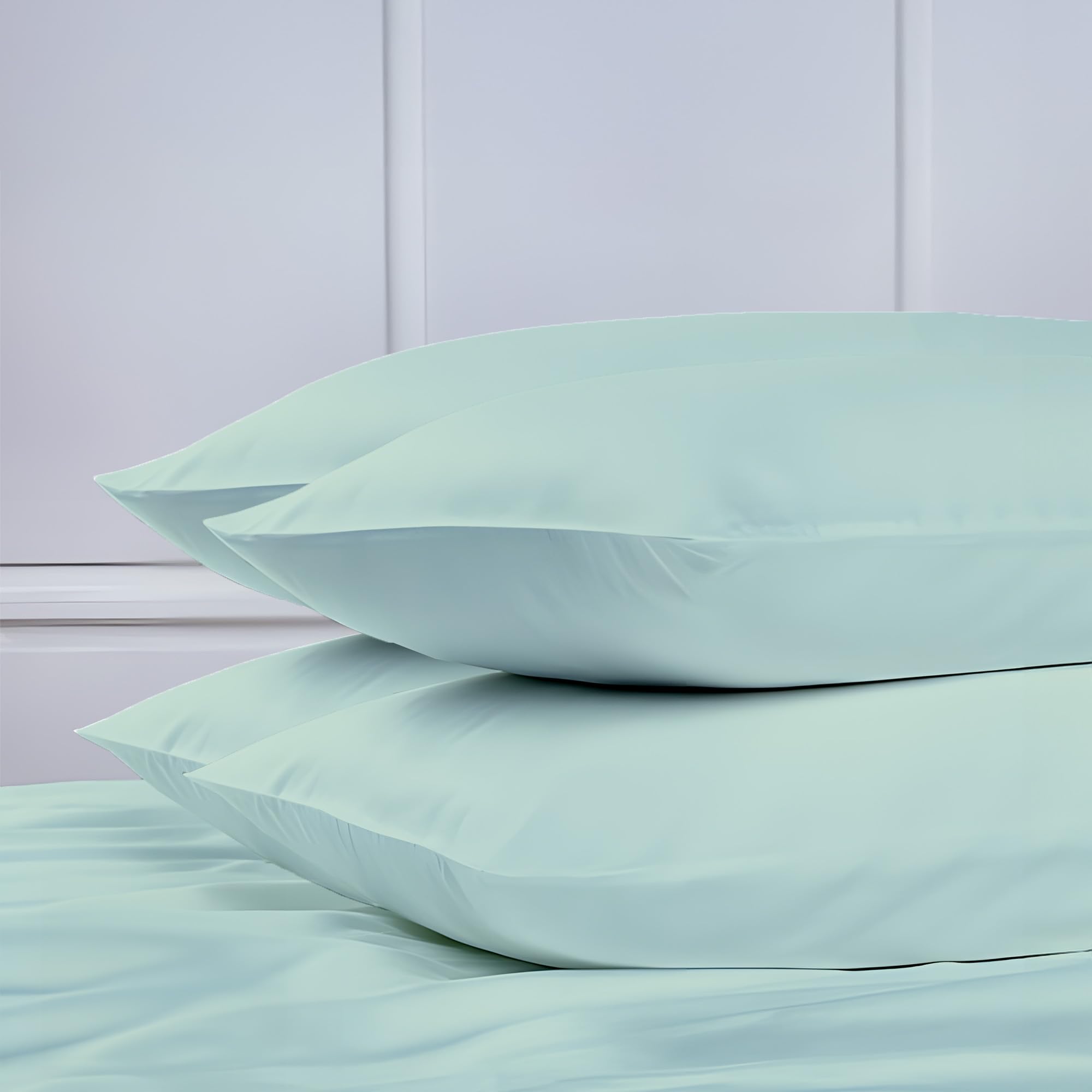 Eversoft Bedding Duck Egg 4 Pack Egyptian Cotton Housewife Pillow Cases 400 Thread Count Premium Hotel Quality Envelope Closure Sofa Bed Pillowcases Standard Size 50X75cm