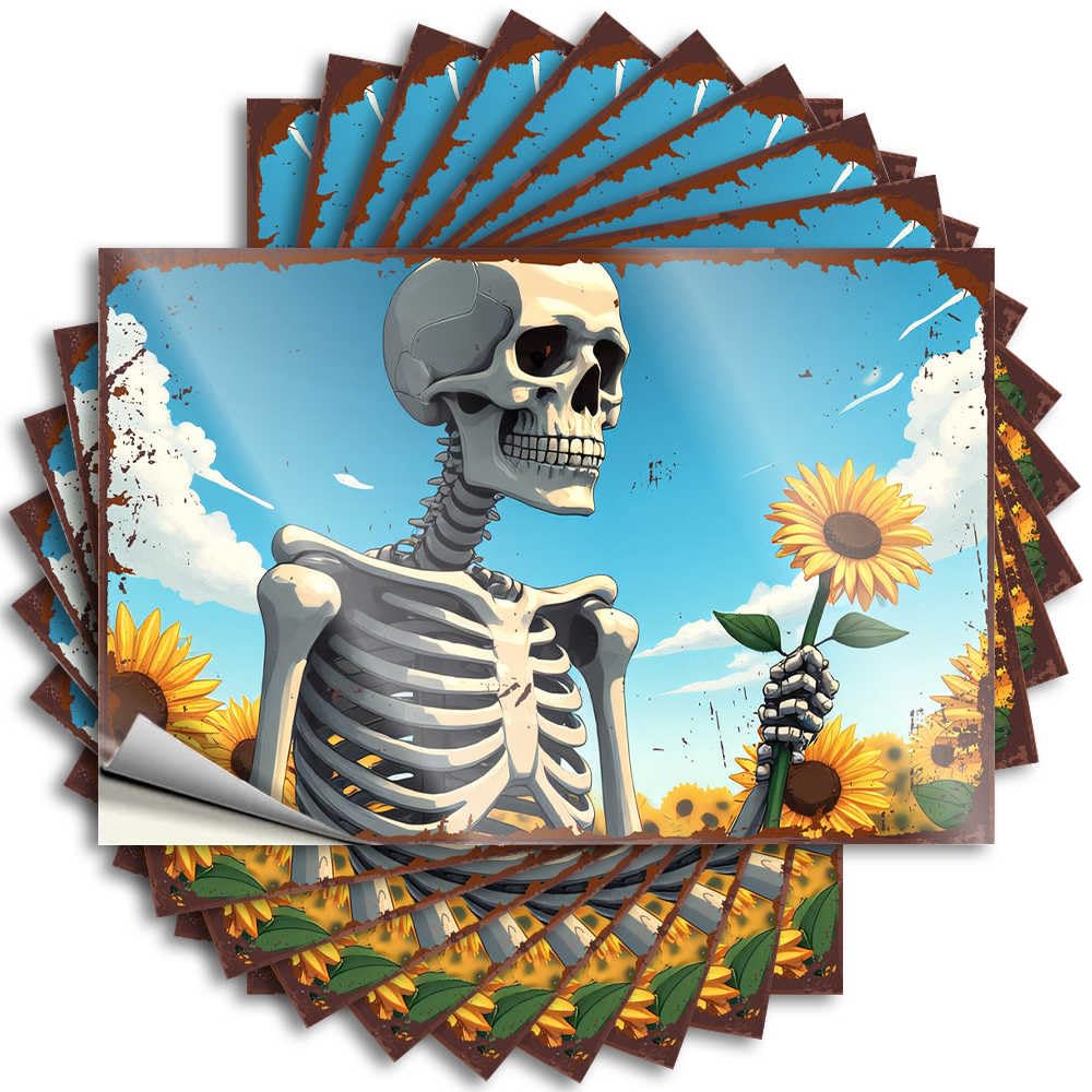 Saying Backyard Decor Peel and Stick - Happy Halloween Spooky Halloween Skulls Case Love Waterproof Vinyl for Adulting(12X18CM)