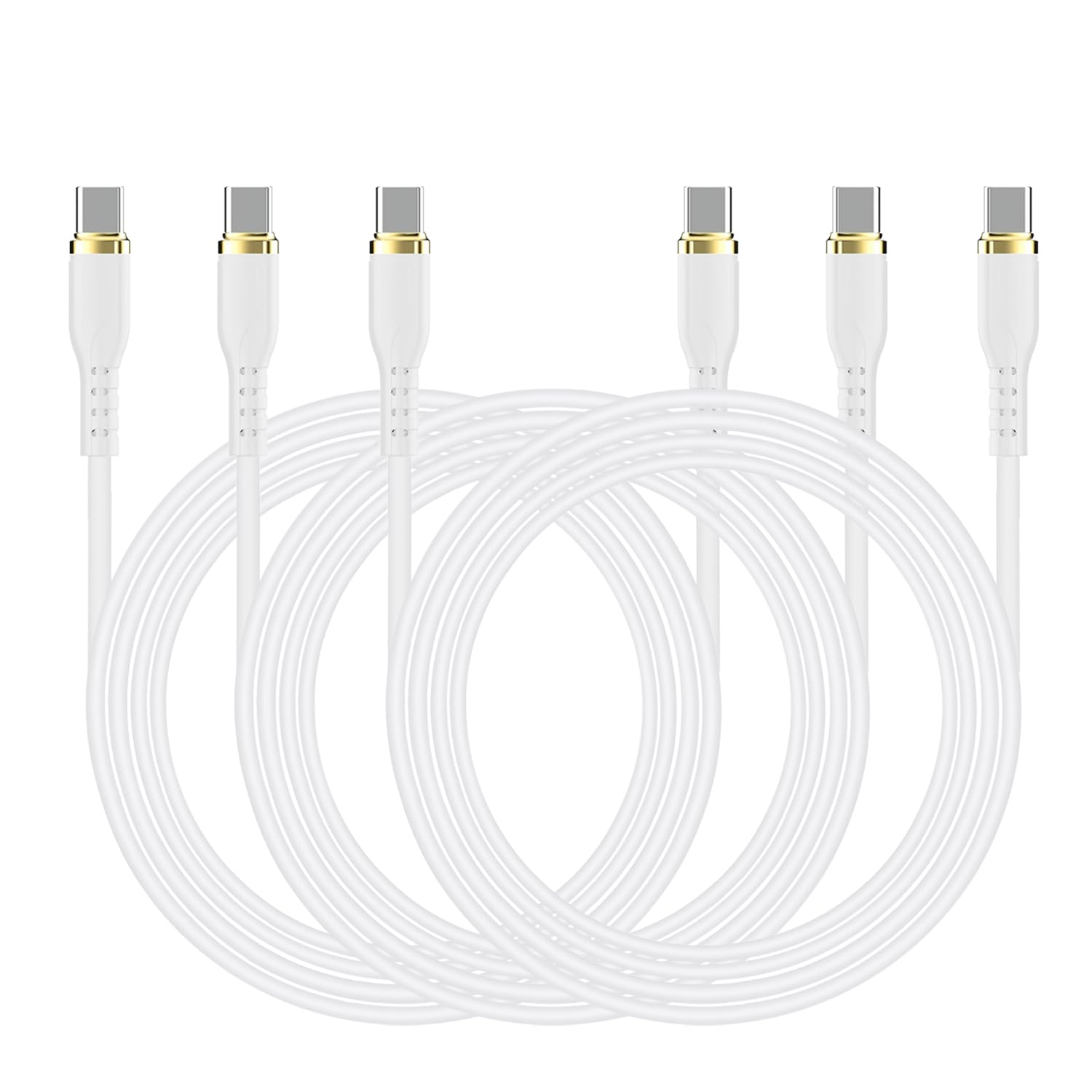 AGIPAXX 3 Pack 6.6FT 60W USB C to USB C Cable, Type C to Type C Cable,Fast Charging Cord Compatible with iPhone 15 16 Pro Max Plus,Samsung Galaxy S24 S23 S22,MacBook Air White