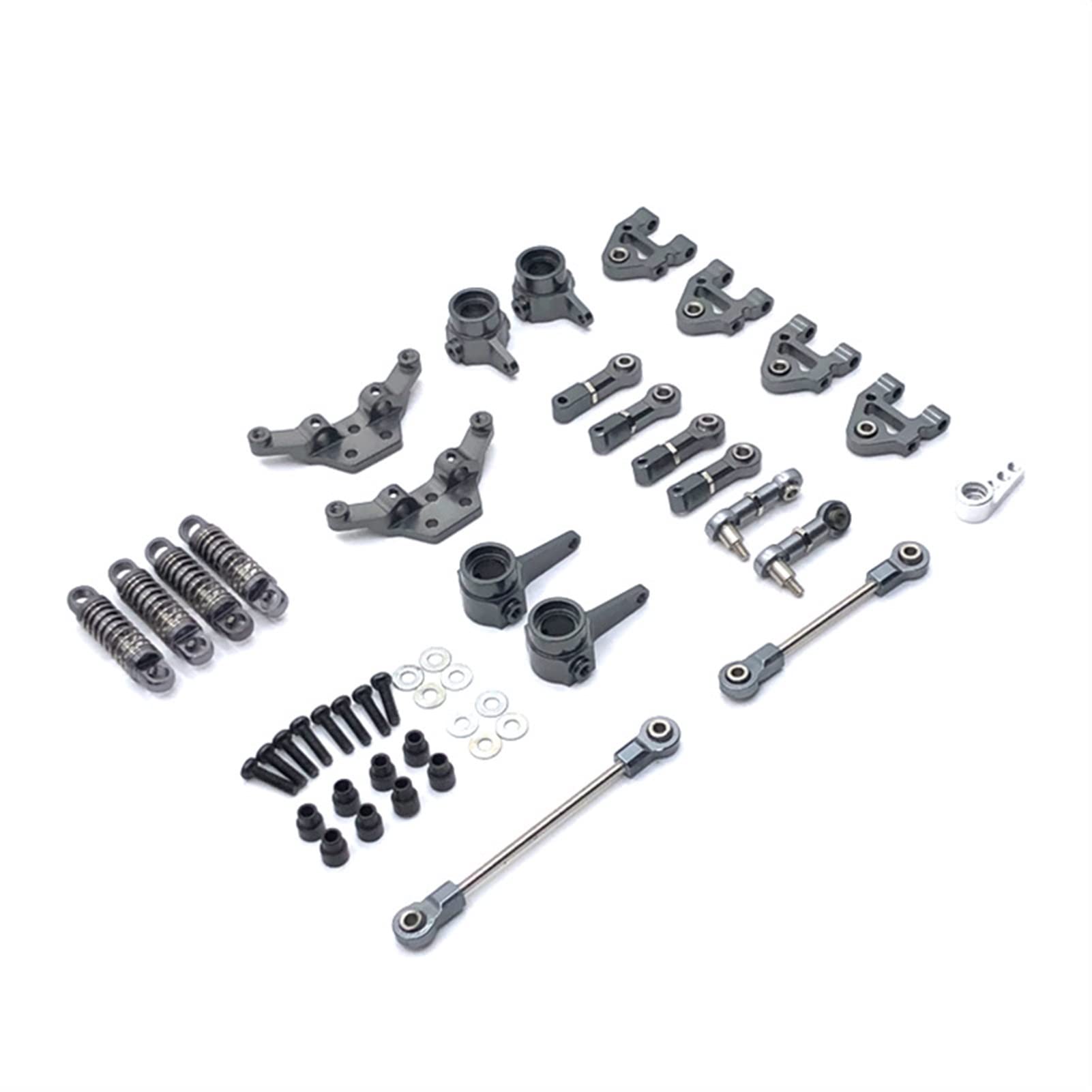 Metalowe części modyfikacyjne Amortyzatory Wahacze itp. 9-częściowy zestaw do WLtoys, 284131 K969 K979 K989 K999 P929 P939 RC Car Zdalny amortyzator samochodowy(Grey)