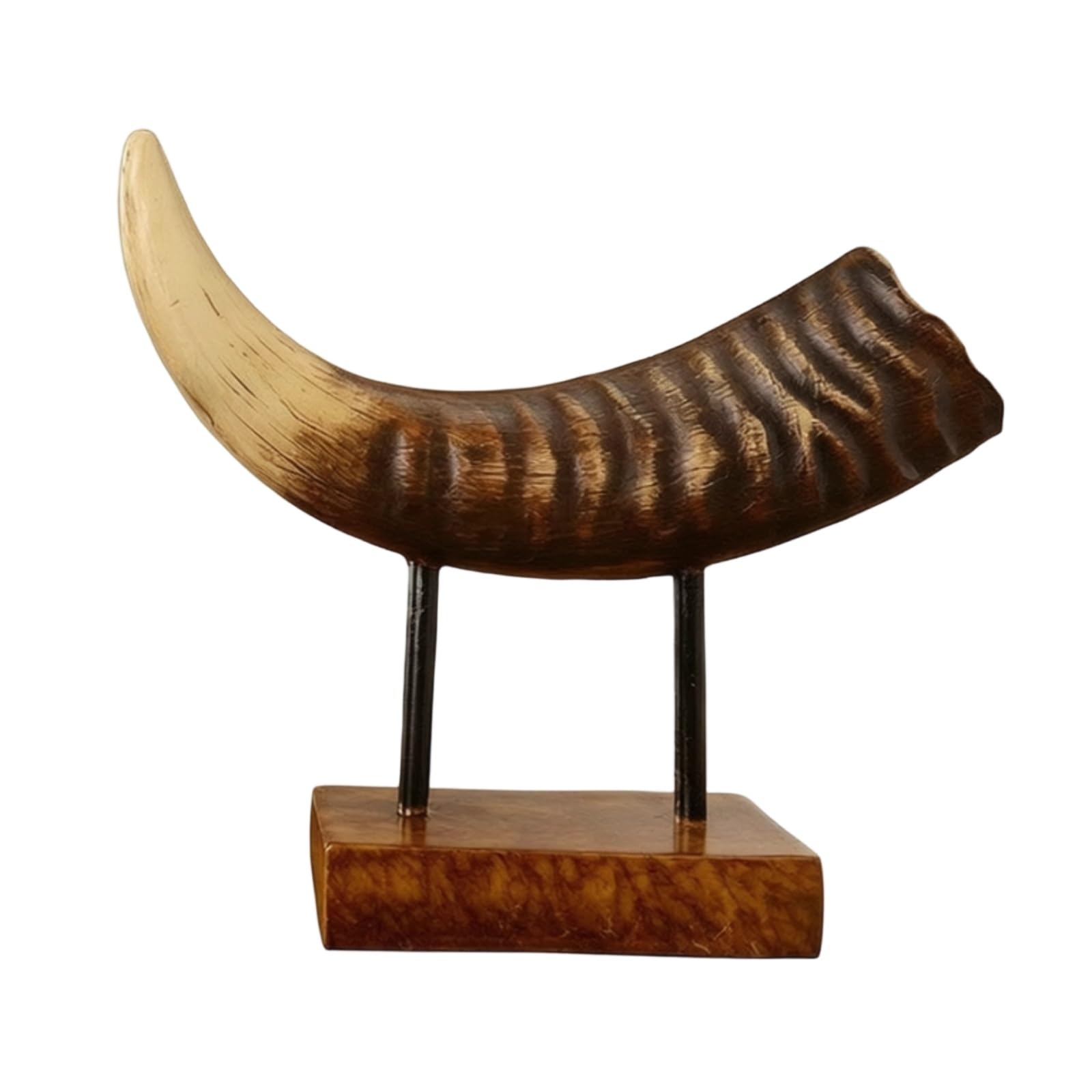 hornförmige Dekoskulptur freistehend Harzskulptur in Hornform kompakt Dekoornament in Hornform für Büro, Ausstellungsraum, 28x8,5x24cm