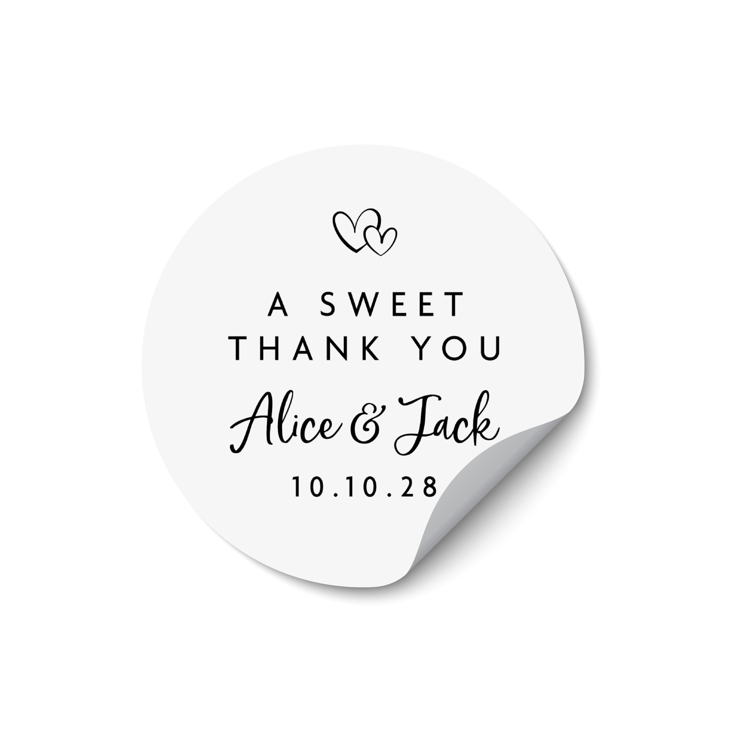 Thank You for Celebrating with us Stickers, Thank You Stickers Wedding, Personalised with Your Names and Date - RW62