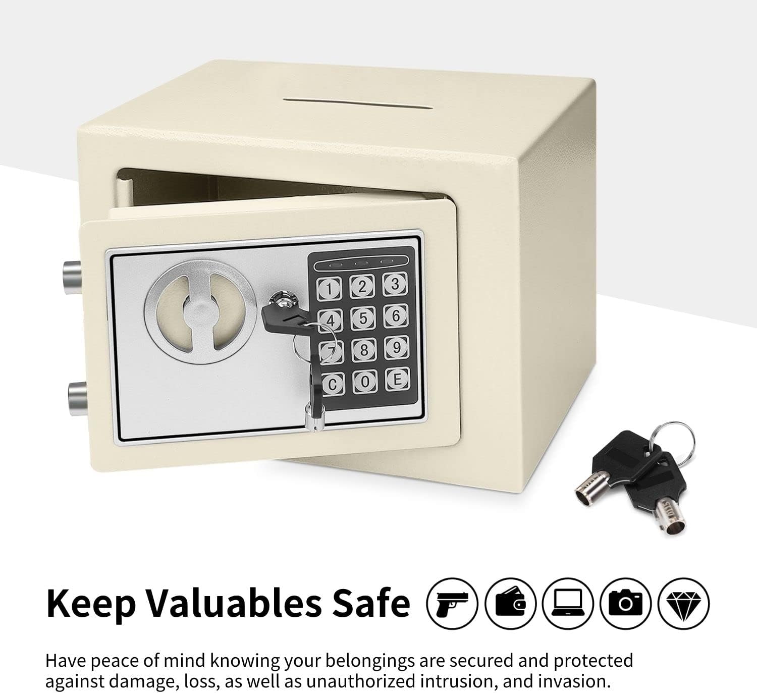 Flexzion Electronic Depository Safe Box with Drop Slot Posting Opening - Digital Keypad Combination Lock Security Cabinet for Home Office Money Documents Gun Cash Deposit Hotel (12"x8"x8")