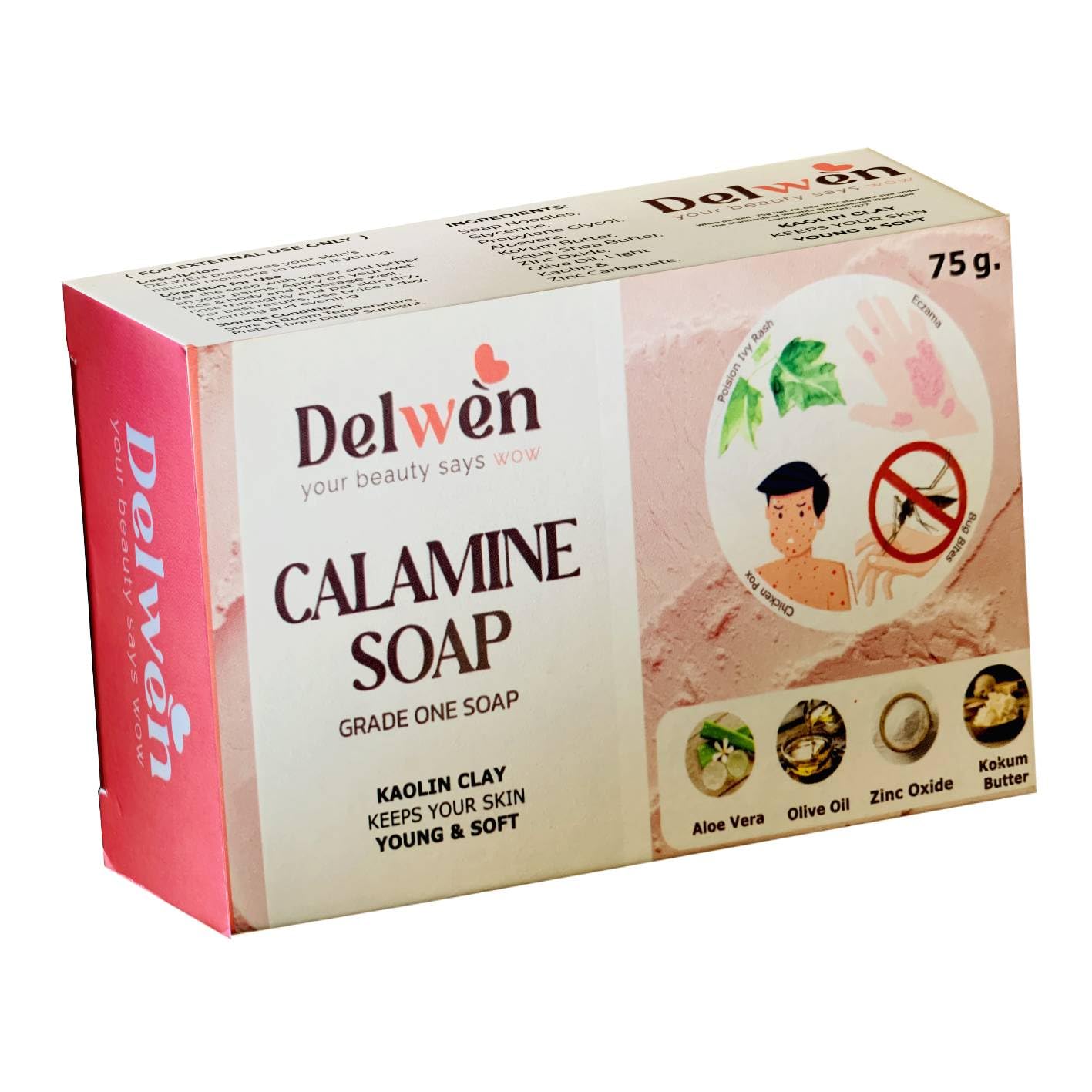Delwen Calamine Soap Gentle Medicated Soap for Daily Use – Relieves Itching & Skin Rashes – For All Skin Types – With Calamine – 75g Pack of 5-image-30