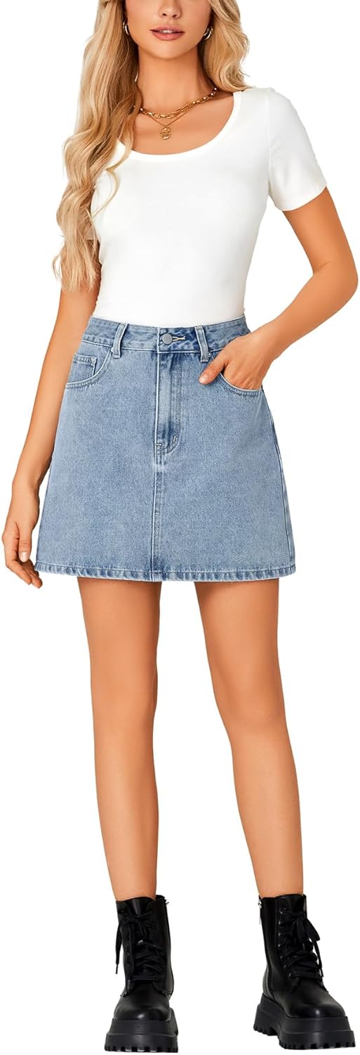 Rooscier Women's Trendy Summer Button Up Denim Mini Skirt - Image 6