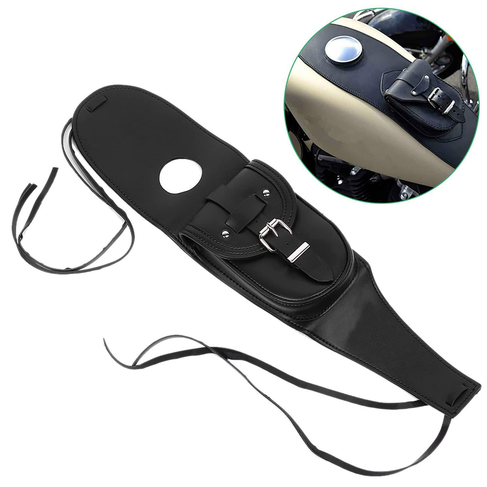 PU Leather Motorcycle Fuel Tank Cover Bag for XL 883 1200 Black