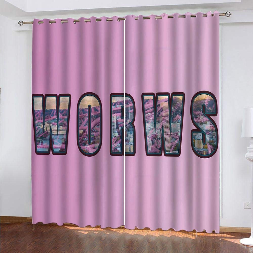 Blackout Curtain Worws Digital Printed Thermal Insulated Window Drapes For Bedroom Living Room Dining Room Kids Youth Room 2 Panel Set 280 * 250cm