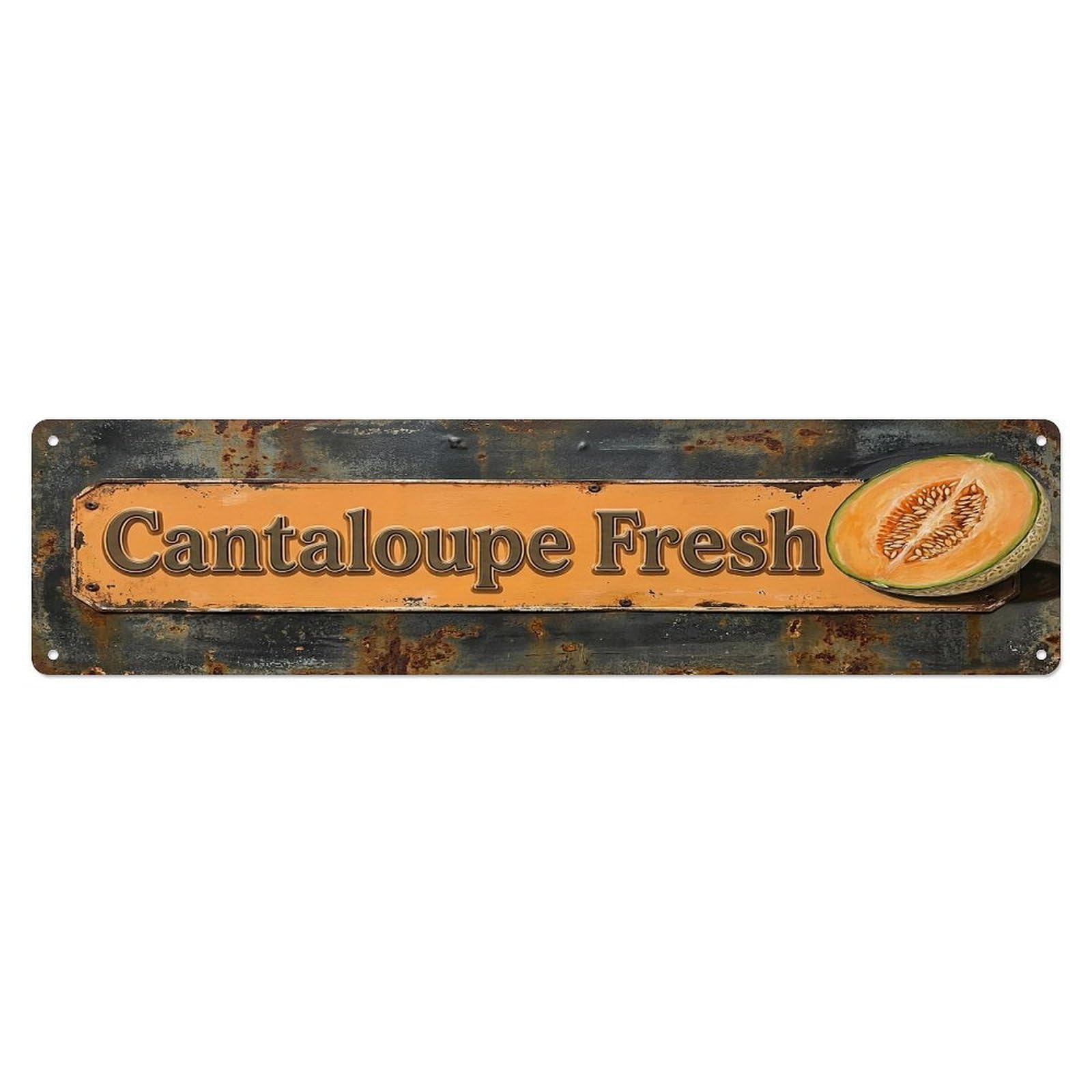 Vintage Cantaloupe Fresh Melon Farmhouse Metal Tin Sign
